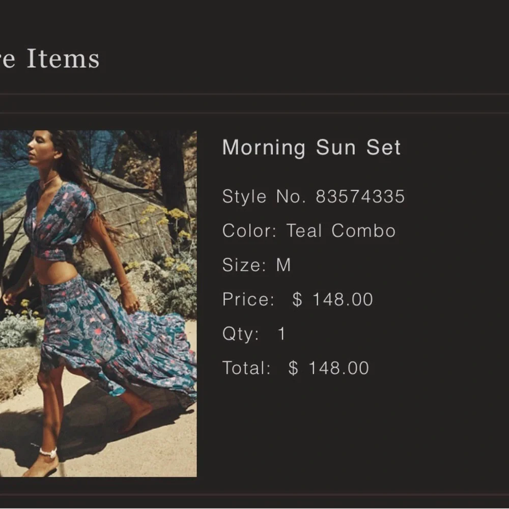Free People Teal and Pink Floral Crop Top - Picture 3 of 5